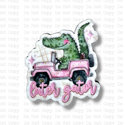 Later Gator Pink Truck Badge Button Sublimation Blank | Set of 2 PHDC