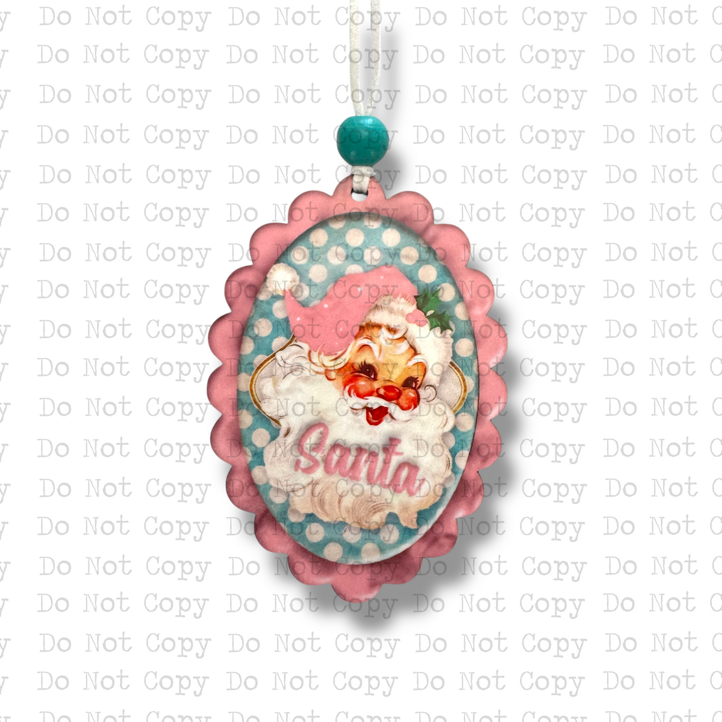 Retro Pink Santa Ornament Sublimation Blank