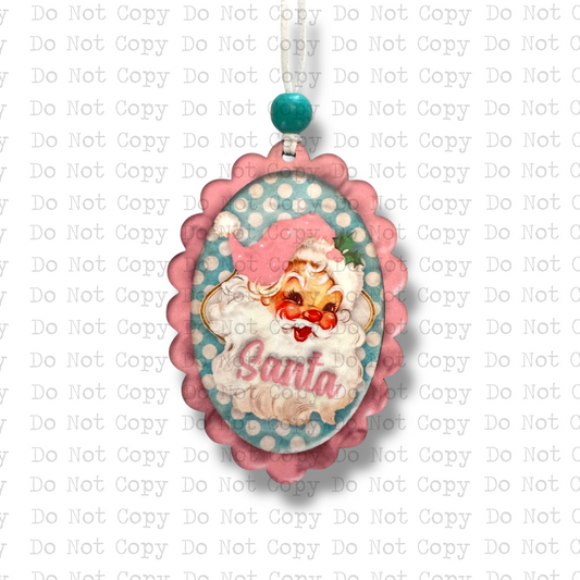 Retro Pink Santa Ornament Sublimation Blank