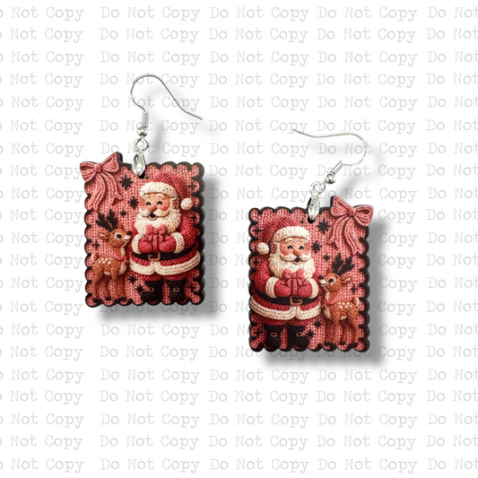 Santa and Reindeer Yarn Earring Sublimation Blank Kit