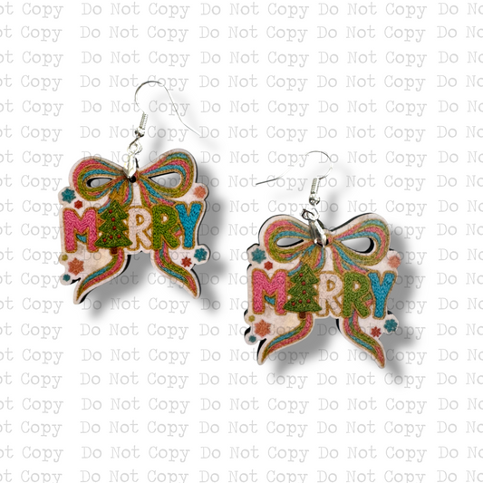 Merry Yarn Bow Earring Sublimation Blank Kit