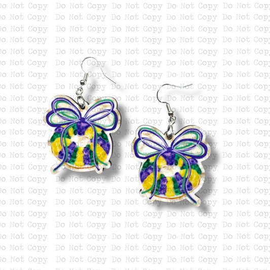 King Cake Bow Earring Sublimation Blank Kit