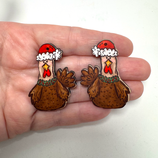 Christmas Chicken Earring Sublimation Blanks | ARA