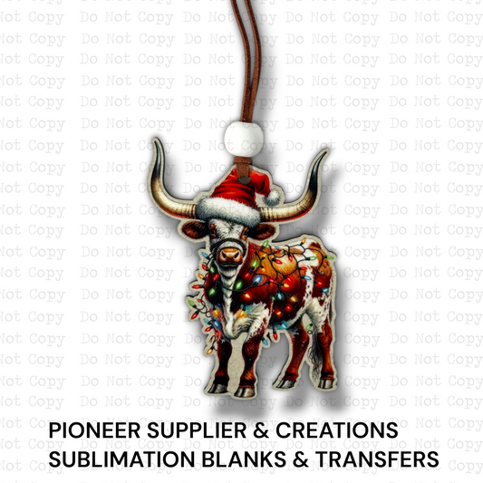 Christmas Longhorn Ornament Sublimation Blank