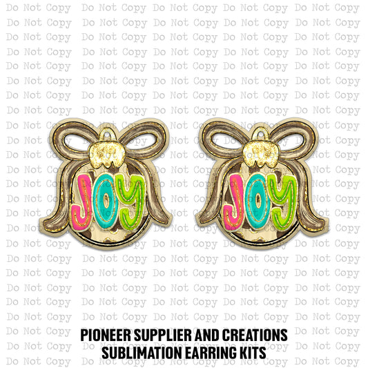 Joy Leopard Christmas Ball Earring Sublimation Blank Kit