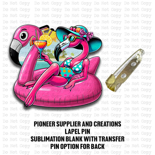 Flamingo On Float Lapel Pin Sublimation Blank Kit