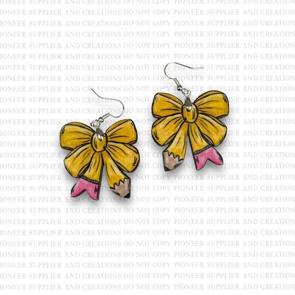 Pencil Bow Earring Sublimation Blank | Exclusive Alicia Ray Art