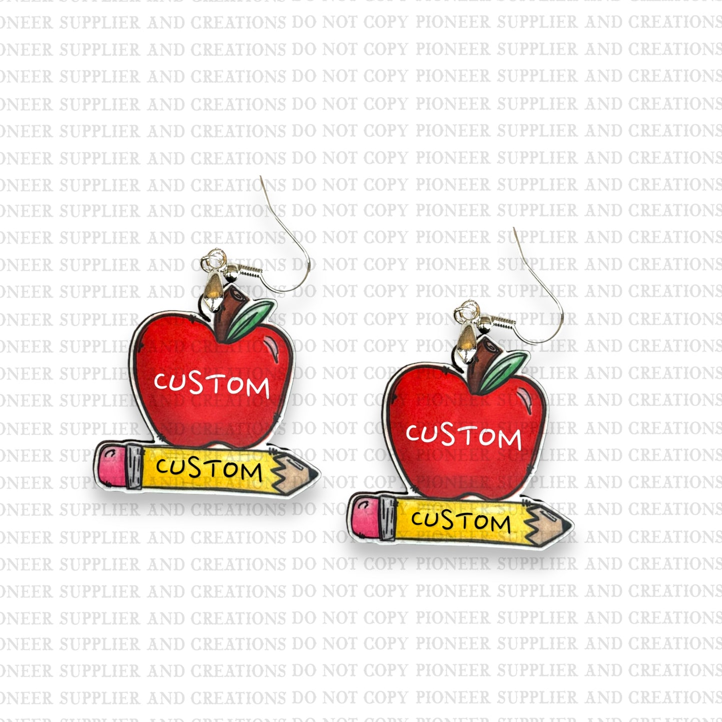 Apple and Pencil Earring Sublimation Blanks | Exclusive Alicia Ray Art