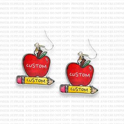 Apple and Pencil Earring Sublimation Blanks | Exclusive Alicia Ray Art