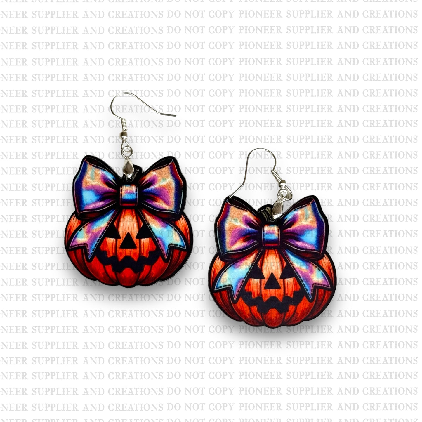 Pumpkin with Holo Bow Earring Sublimation Blank Kits w/ transfers and hardware) | Exclusive