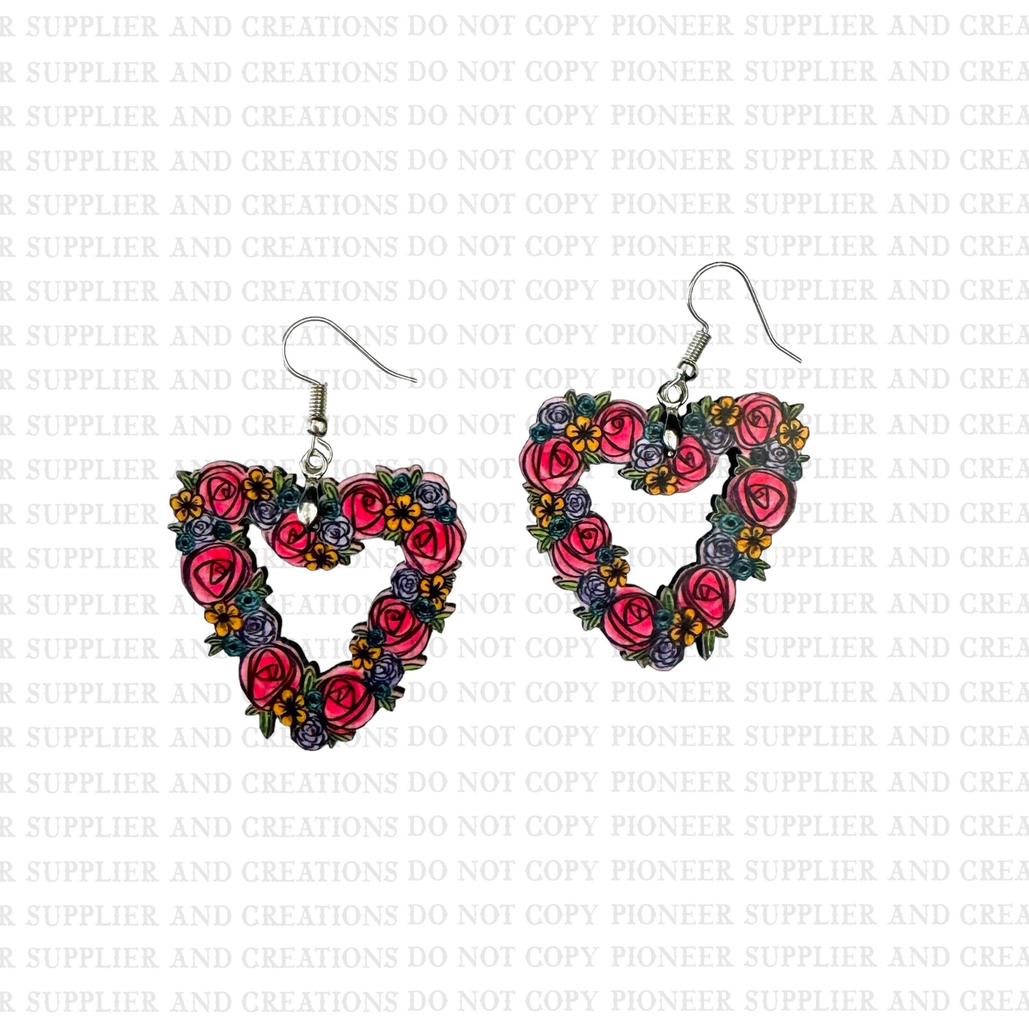 Floral Heart Earring Sublimation Blanks | Exclusive Alicia Ray Art