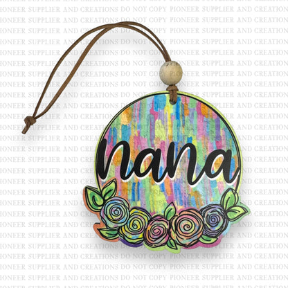 Nana Mint Leopard Car Charm Ornament with Transfer Sublimation Blank