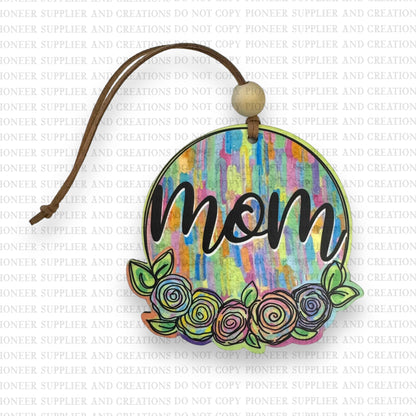 Mom Mint Leopard Car Charm Ornament with Transfer Sublimation Blank