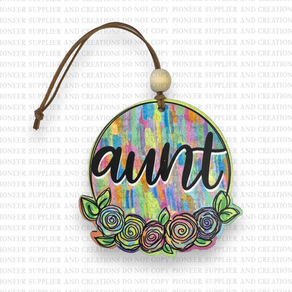 Aunt Mint Leopard Car Charm Ornament with Transfer Sublimation Blank