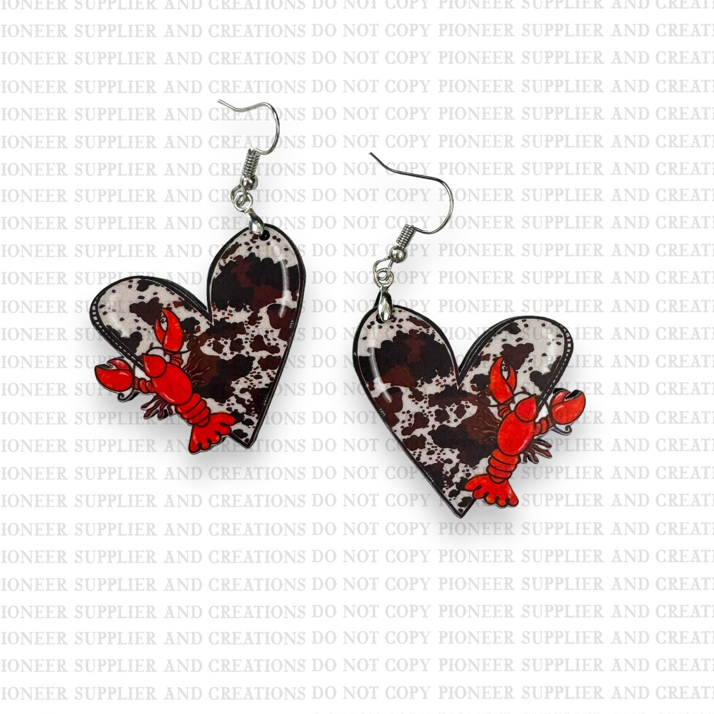 Crawfish Cowhide Heart Earring Sublimation Blanks | Exclusive Graphx & More