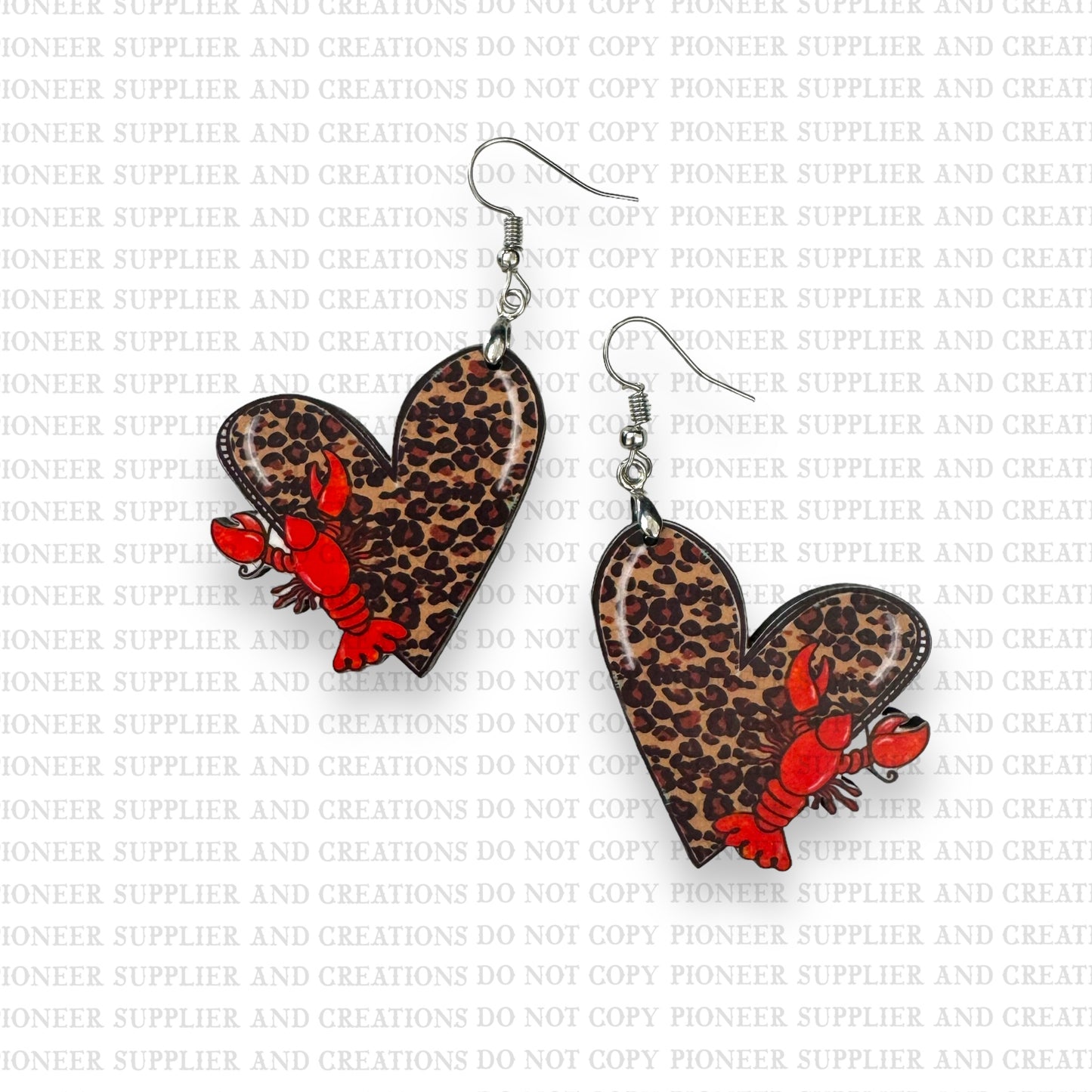 Crawfish Leopard Heart Earring Sublimation Blanks | Exclusive Graphx & More