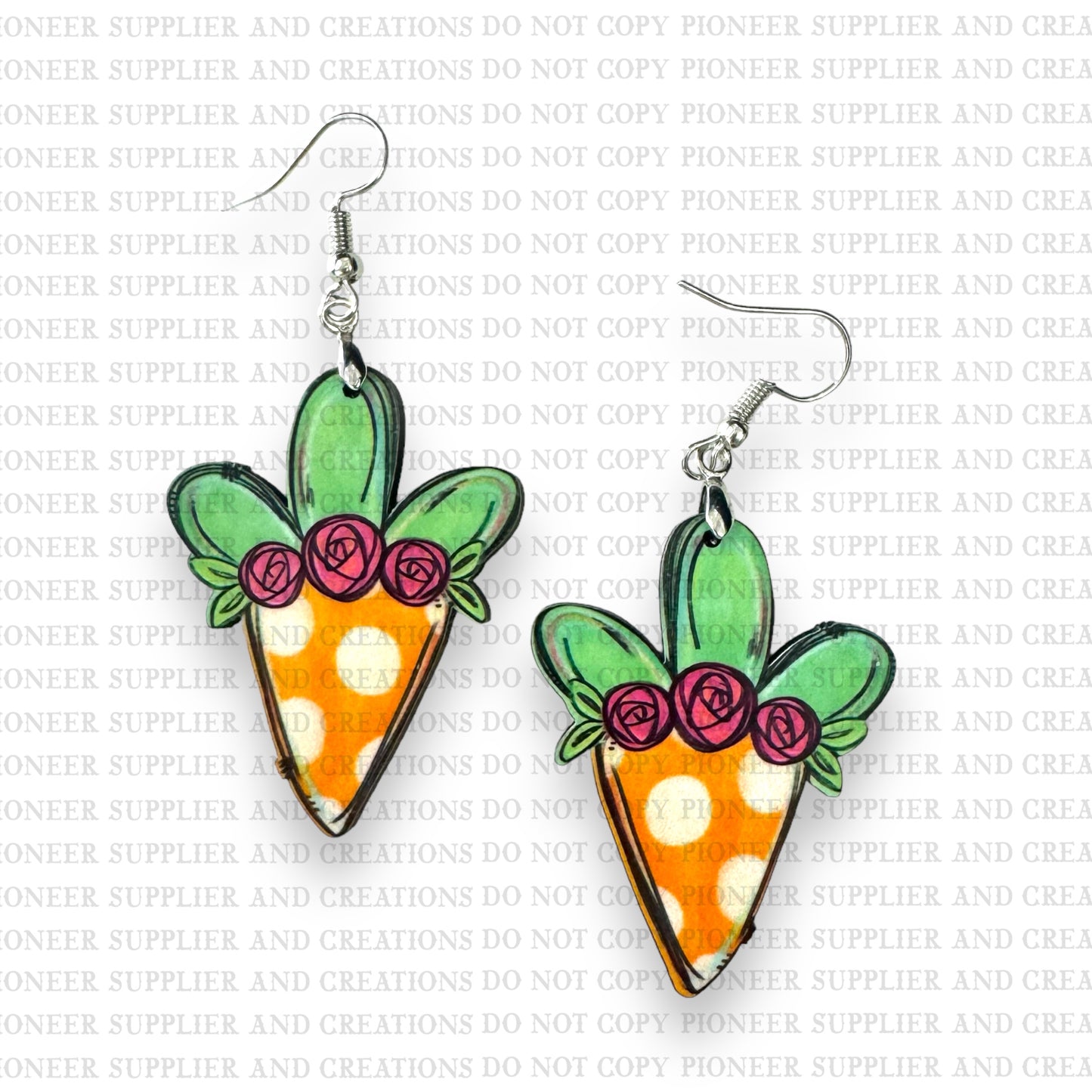 Whimsical Flower Carrot Earring Sublimation Blanks | Exclusive Alicia Ray Art