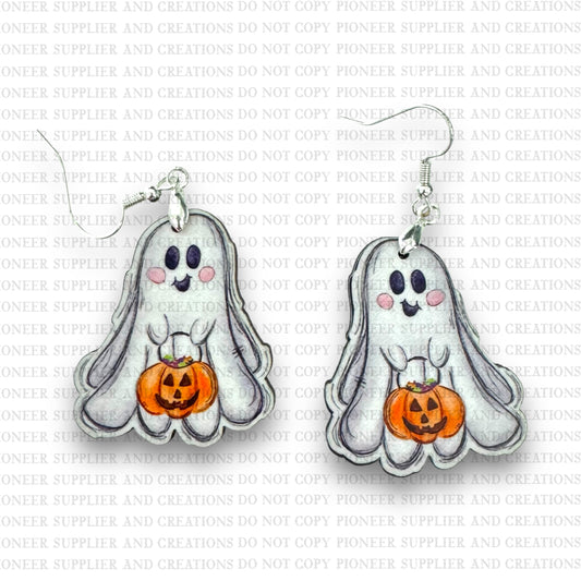 Trick or Treat Ghost Earring Sublimation Blanks | Exclusive Alicia Ray Art