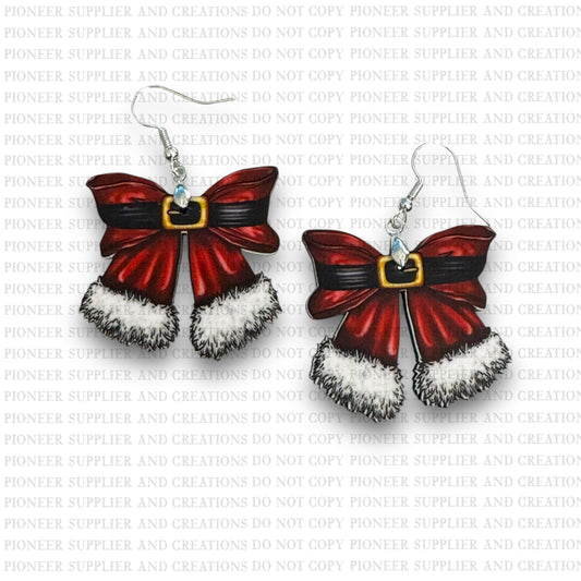 Santa Bow Earring Sublimation Blank Kits w/ transfers and hardware) | Exclusive