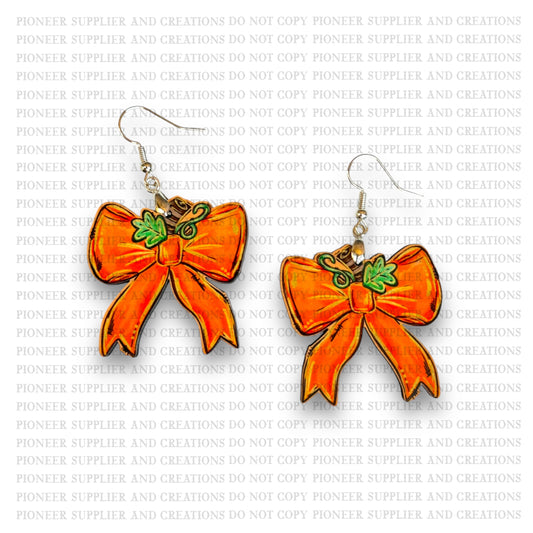 Pumpkin Bow Earring Sublimation Blanks | Exclusive Alicia Ray Art