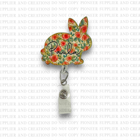 Hand Drawn Bunny Badge Reel Sublimation Blanks | Exclusive Alicia Ray Art