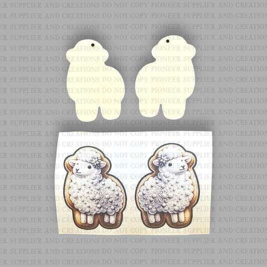 Lamb Cookie Earring Sublimation Blank Kit