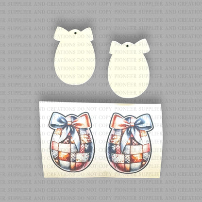Quilted Egg Earring Sublimation Blank Kit (w/ transfers and hardware) | Exclusive