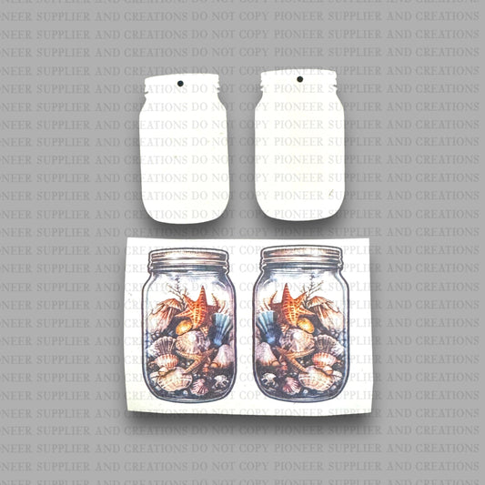 Seashell Jar Earring Sublimation Blank Kit