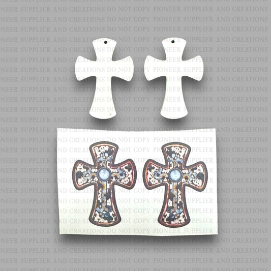 Cowhide Gemstone Earring Sublimation Blanks