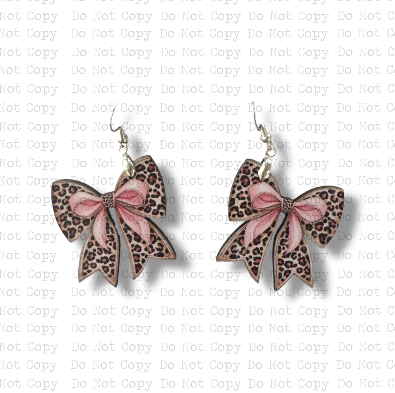 Pink Leopard Bow Earring Sublimation Blank Kit