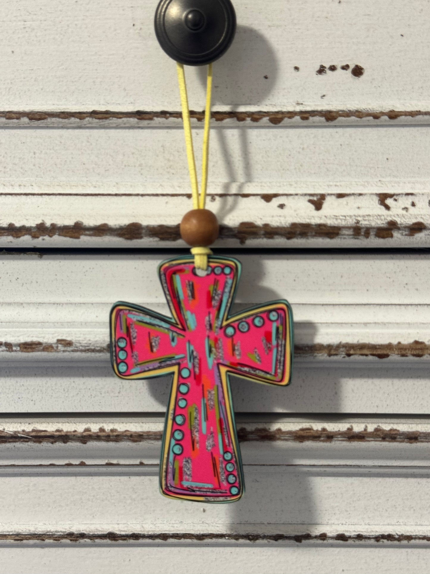 Pink Cross Ornament Sublimation Blanks | Exclusive Pixel Pop