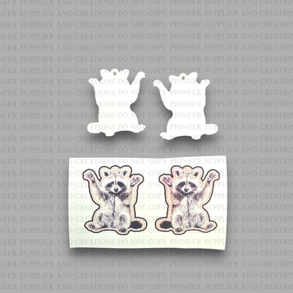 Racoon Earring Sublimation Blank Kit (w/ transfers and hardware) | Exclusive