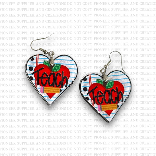 Teach Heart Earring Sublimation Blanks | Exclusive Ruby Lou