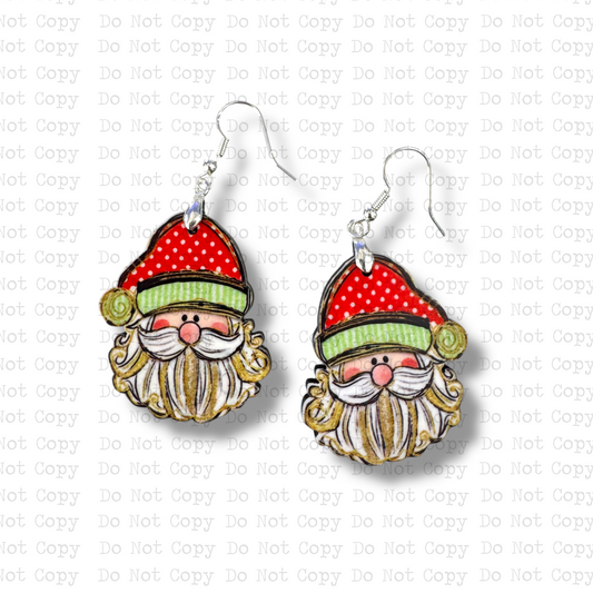 Dots and Stripes Santa Earring Sublimation Blanks | Sheila Long