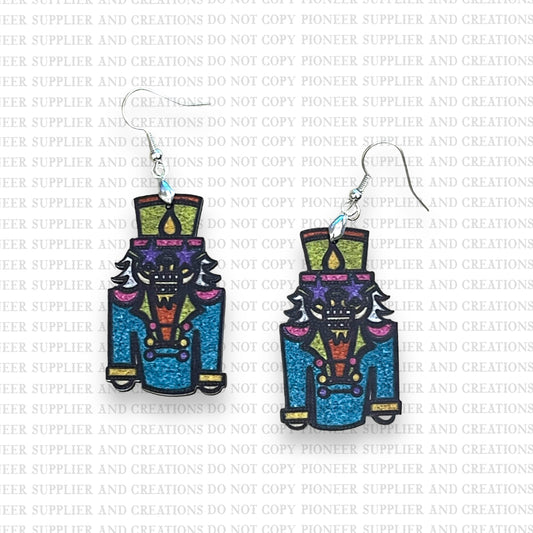 Nutcracker Faux Glitter Earrings with Transfer (4 pair) Sublimation Blanks | Exclusive Pixel Pops