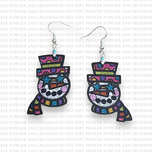 Snowman Faux Glitter Earrings with Transfer (4 pair) Sublimation Blanks | Exclusive Pixel Pops
