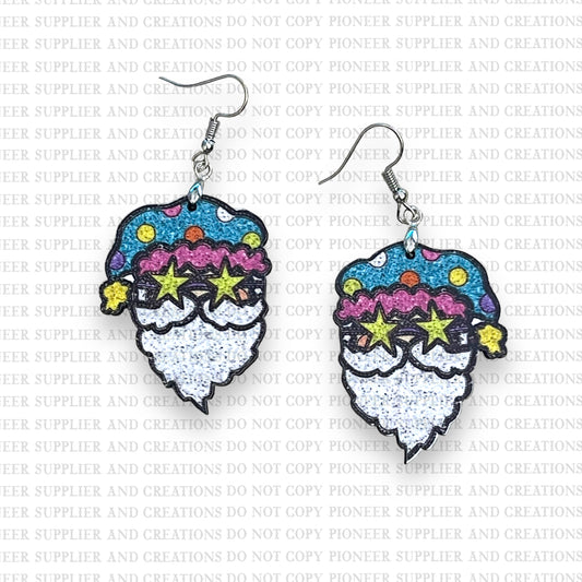 Santa Faux Glitter Earrings with Transfers (4 pair) Sublimation Blanks | Exclusive Pixel Pops