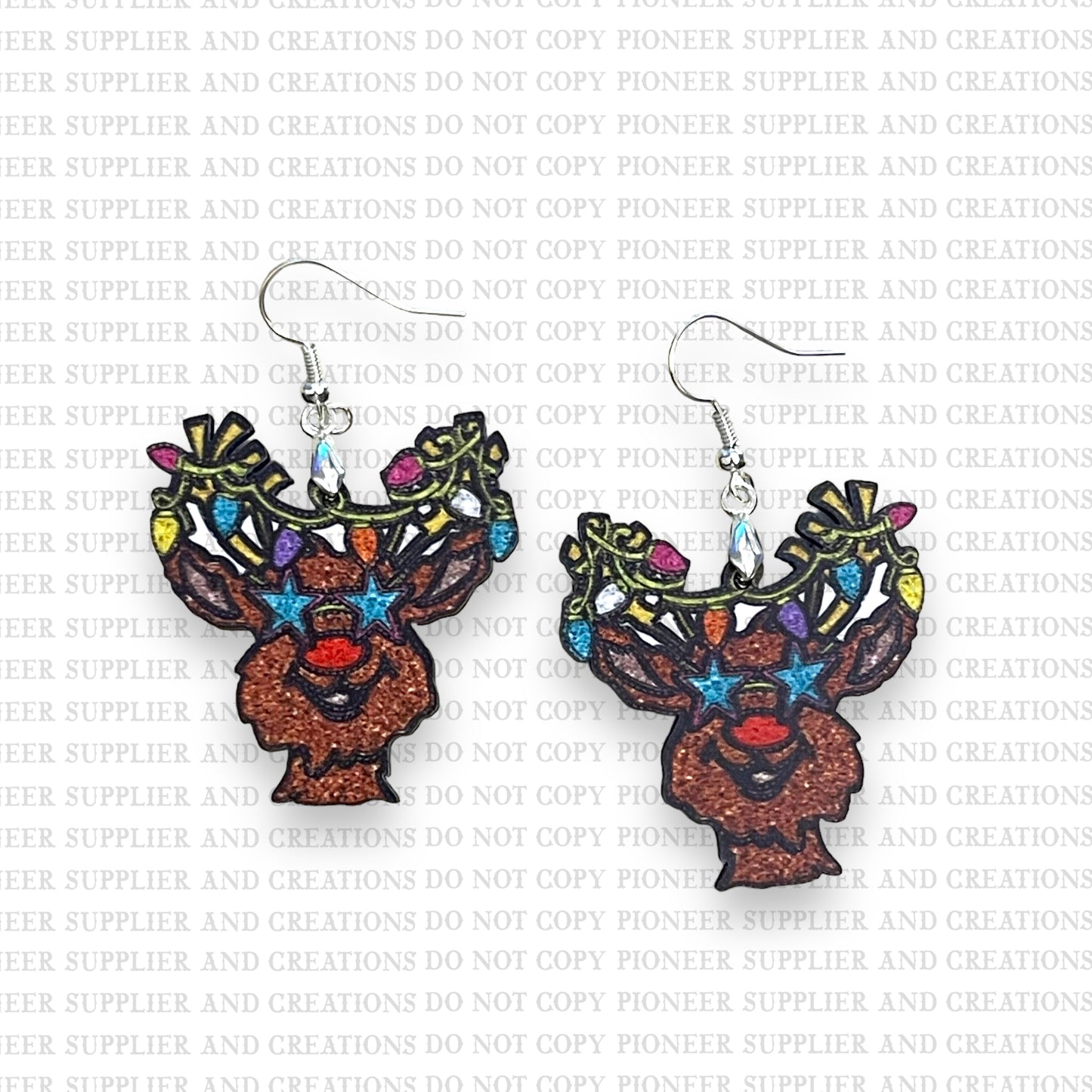 Reindeer Faux Glitter Earrings with Transfers (4 pair) Sublimation Blanks | Exclusive Pixel Pops