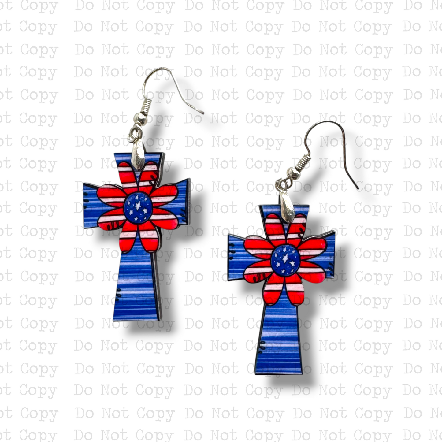 Patriotic Flower Cross Earring Sublimation Blank Kit | ACI