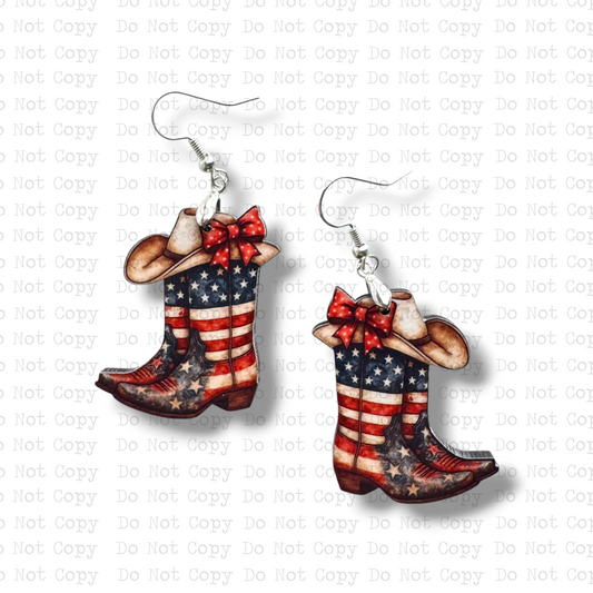Patriotic Boots Earring Sublimation Blank Kit