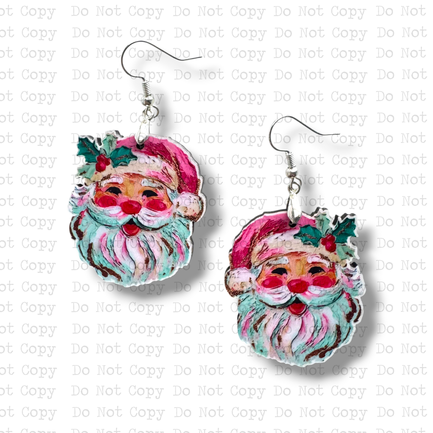 Santa Oil Painting Earring Sublimation Blank Kit