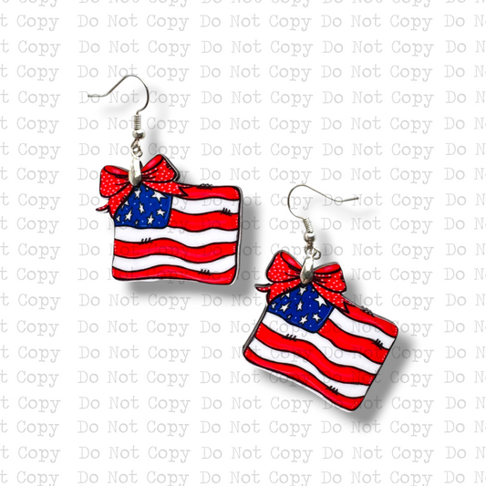 Patriotic Bow Flag Earring Sublimation Blank Kit | ACI