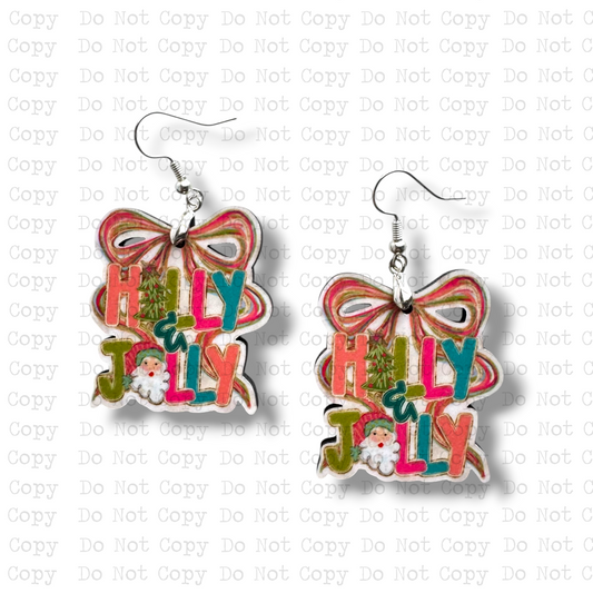 Jolly Santa Bow Earring Sublimation Blank Kit | TCC