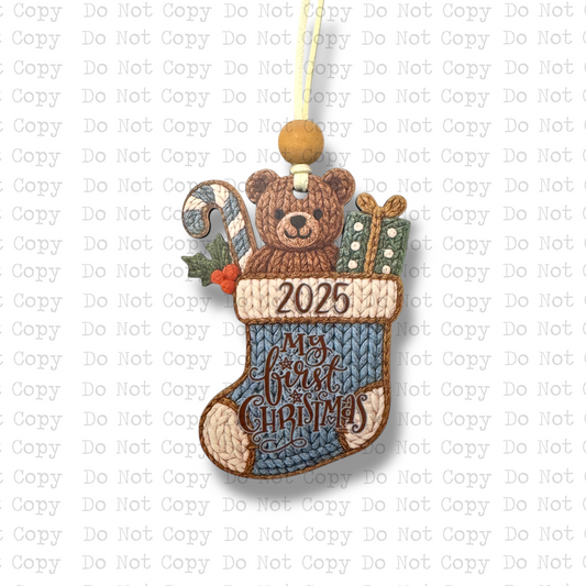 My 1st Christmas Yarn Stocking Ornament Sublimation Blank