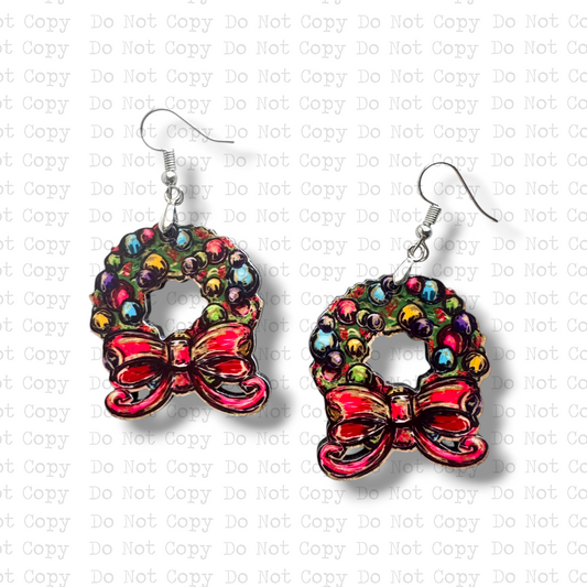 Christmas Wreath Earring Sublimation Blank Kit | G&M