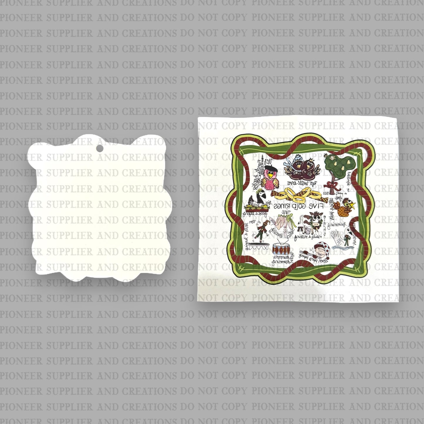 12 Days of Christmas Ornament Sublimation Blank and Transfer | Exclusive