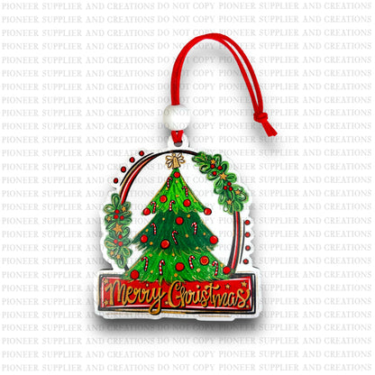 Merry Christmas Tree Ornament Sublimation Blank and Transfer | Exclusive