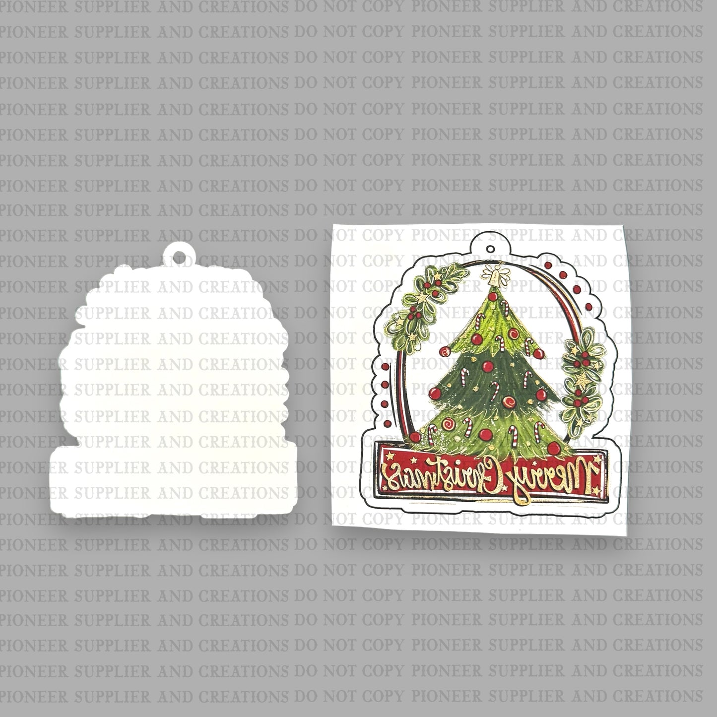 Merry Christmas Tree Ornament Sublimation Blank and Transfer | Exclusive