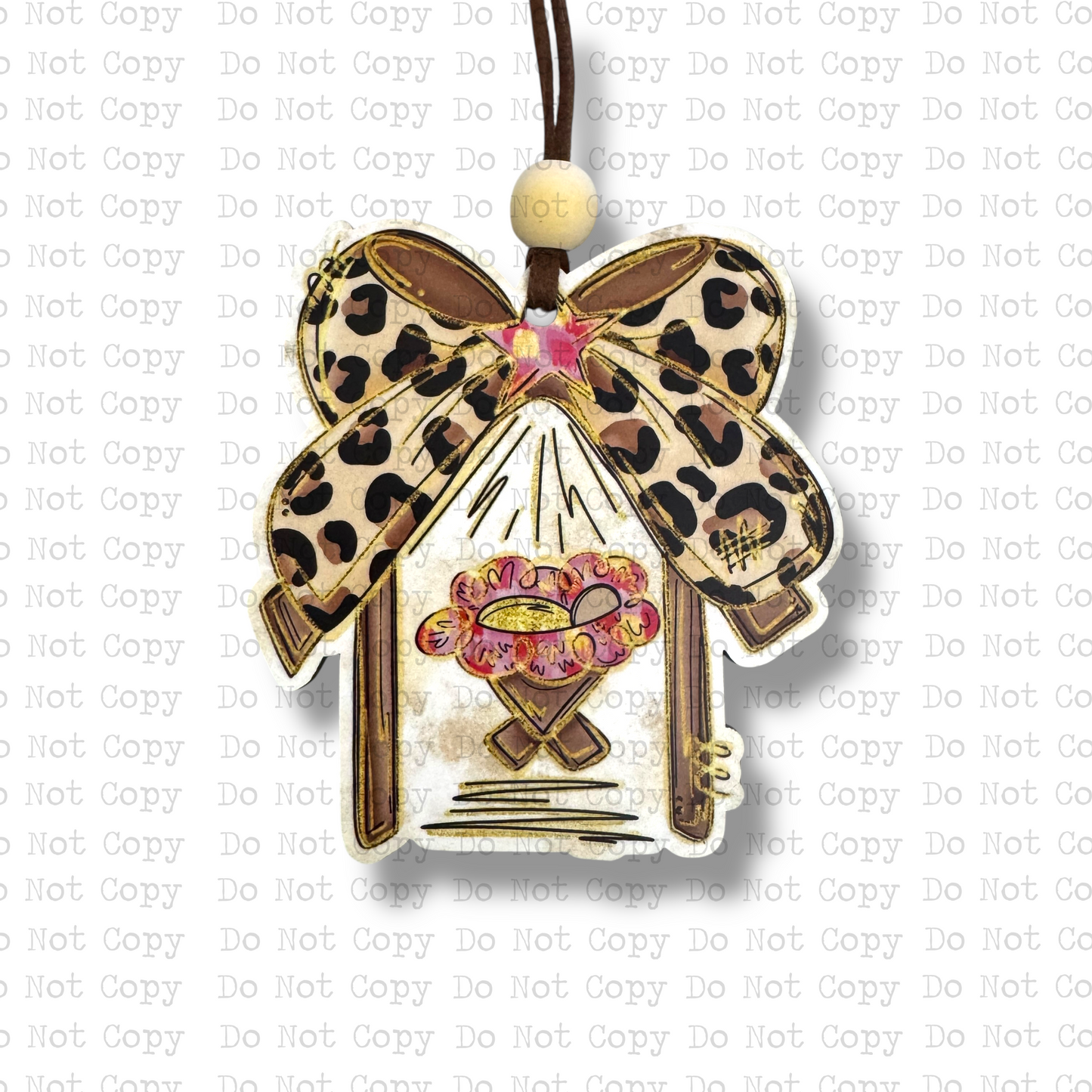 Leopard Bow Nativity Ornament Sublimation Blank