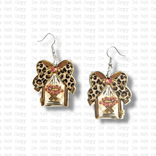 Leopard Bow Nativity Earring Sublimation Blank Kit